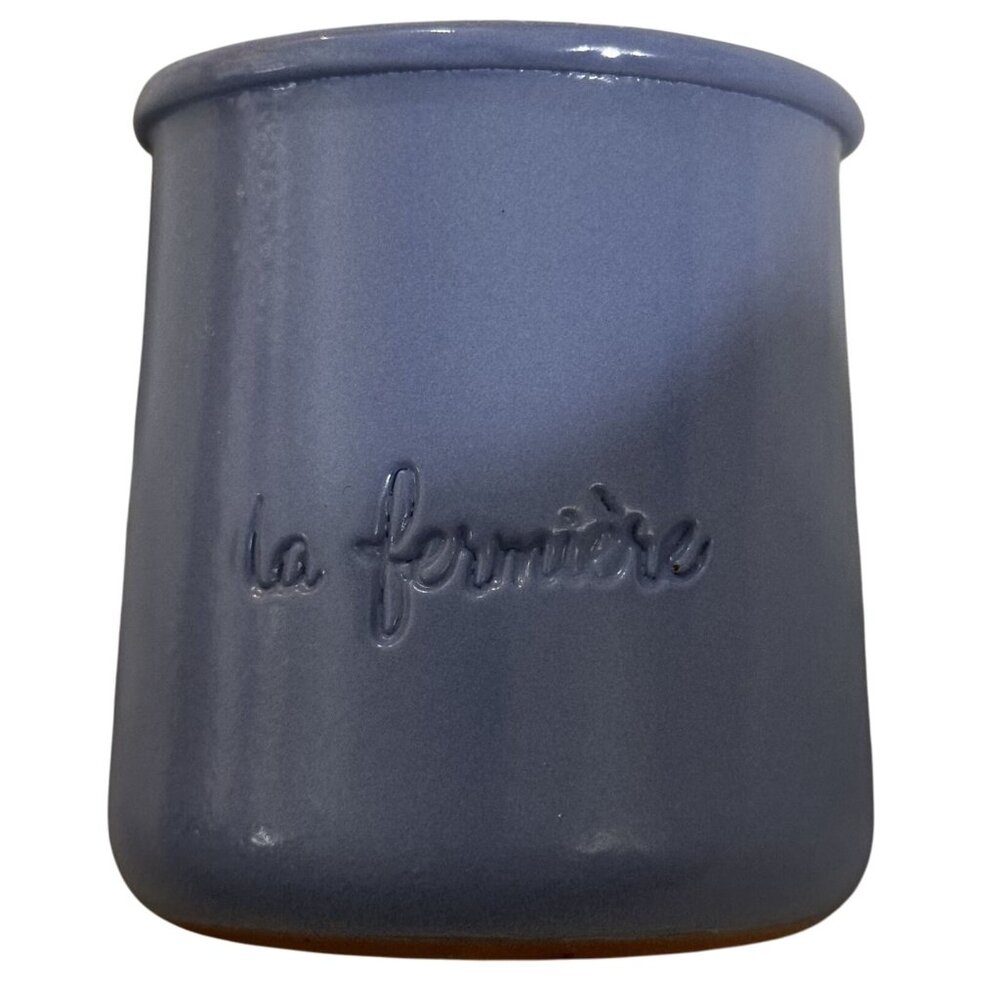 La Fermiere Terra Cotta Periwinkle Blue Empty Yogurt Pot Small 3"